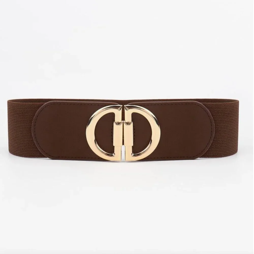 D Elastic Belt Wide Belt Brown